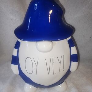Rae Dunn Blue and White Gnome Cookie Jar